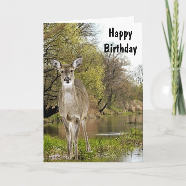 Whitetail Deer by Creek Happy Birthday for Men Karte (Vorderseite)
