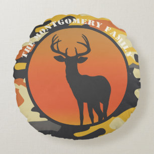 Whitetail Deer et Camo Round Coussin