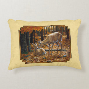 Whitetail Deer Fawn & Doe Yellow Dekokissen
