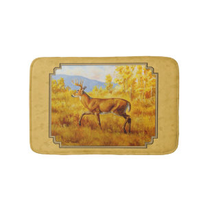 Whitetail Deer Golden Aspen Wood Badematte