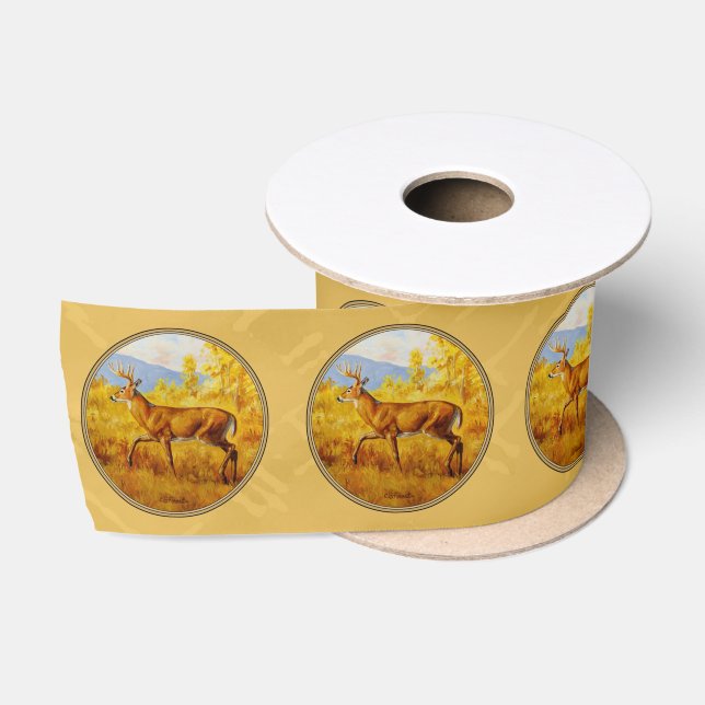 Whitetail Deer Golden Aspen Wood Satinband (Spule)