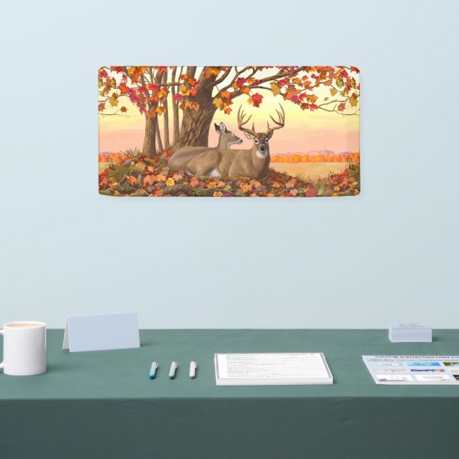 Whitetail Deer im Herbst Herbstfarben in New Engla Banner (Messe)