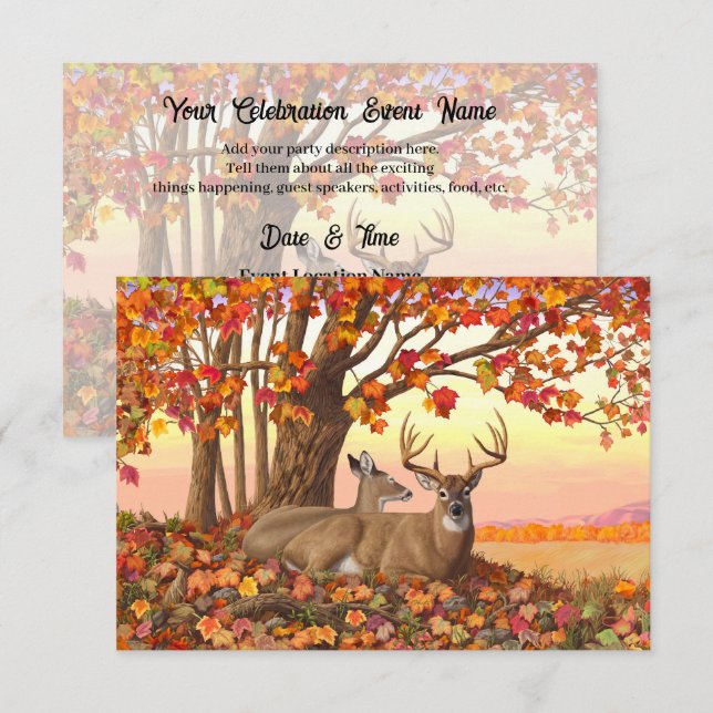 Whitetail Deer im Herbst Herbstfarben in New Engla Einladung (Vorne/Hinten)