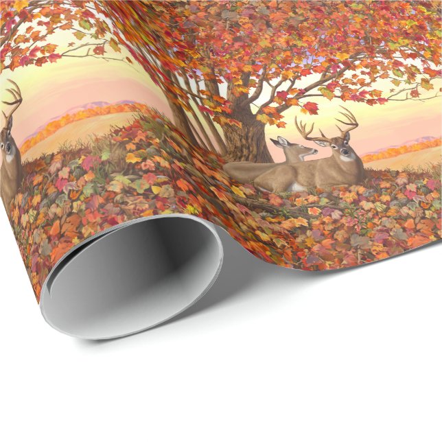 Whitetail Deer im Herbst Herbstfarben in New Engla Geschenkpapier (Rolleneckpunkt)