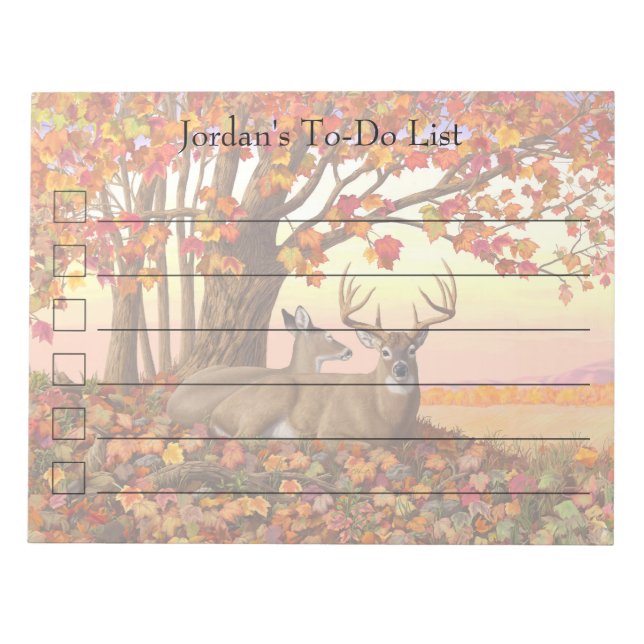 Whitetail Deer im Herbst Herbstfarben in New Engla Notizblock (Vorderseite)