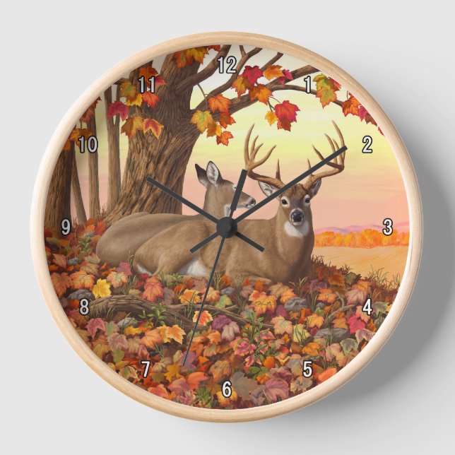 Whitetail Deer im Herbst Herbstfarben in New Engla Uhr (Vorderseite)
