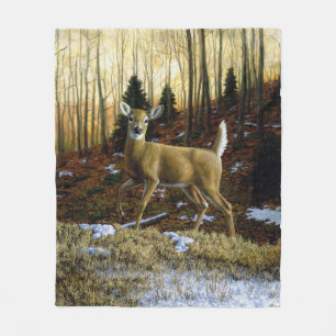 Whitetail Deer im Herbstwald Fleecedecke