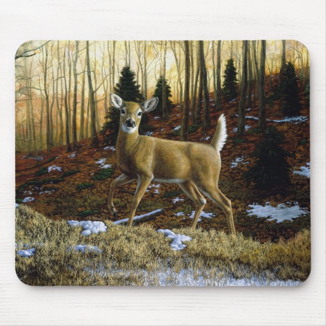 Whitetail Deer im Herbstwald Mousepad (Vorne)