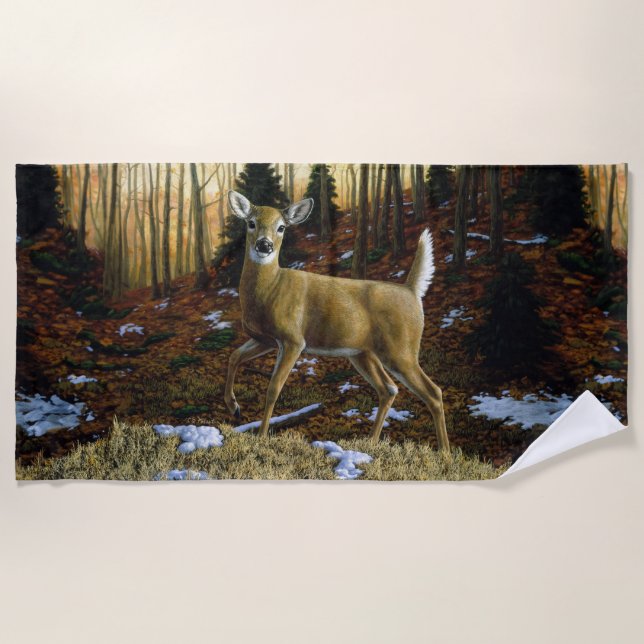 Whitetail Deer im Herbstwald Strandtuch (Vorderseite)
