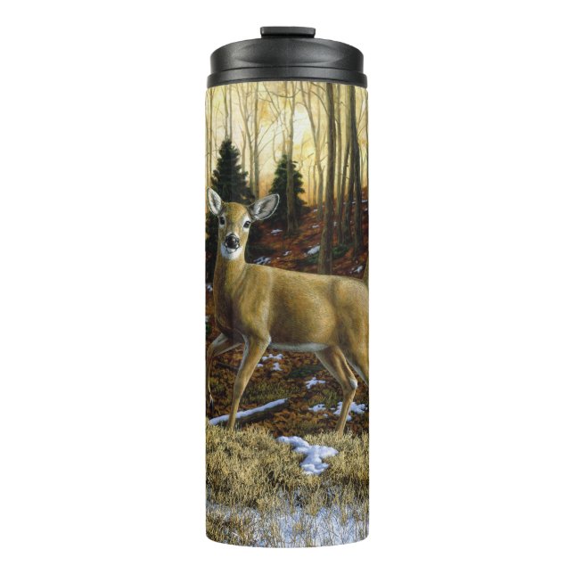 Whitetail Deer im Herbstwald Thermosbecher (Vorderseite)