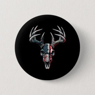 Whitetail Deer Jagd - Amerikanische Flagge auf Buc Button