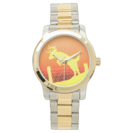 Whitetail Deer Jumping Fence Armbanduhr