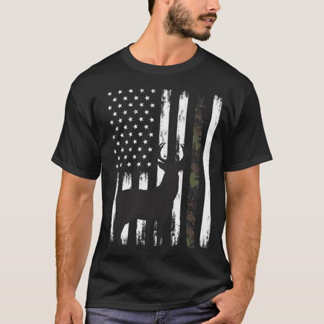 Whitetail Deer Junting Hunter Buck Camouflage Amer T-Shirt (Vorderseite)