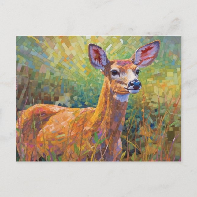 Whitetail Deer Mosaic Postkarte (Vorderseite)