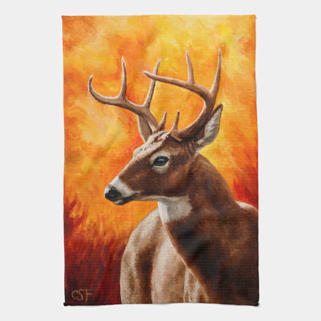 Whitetail Deer Trophy Buck Head Geschirrtuch (Vertikal)
