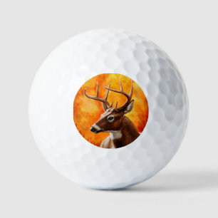 Whitetail Deer Trophy Buck Head Golf Balls Golfball