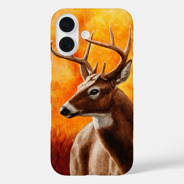 Whitetail Deer Trophy Buck Head iPhone 16 Hülle (Rückseite)