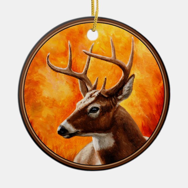 Whitetail Deer Trophy Buck Head Keramik Ornament (Vorne)