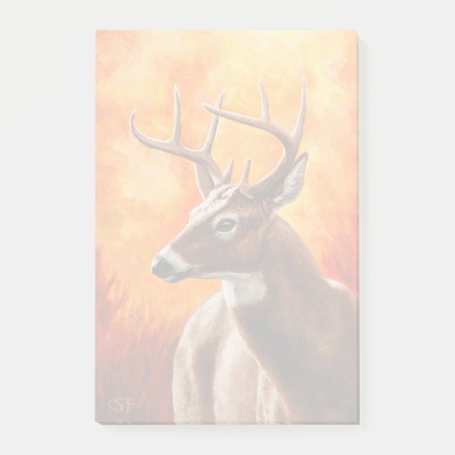 Whitetail Deer Trophy Buck Head Post-it Klebezettel (Vorderseite)