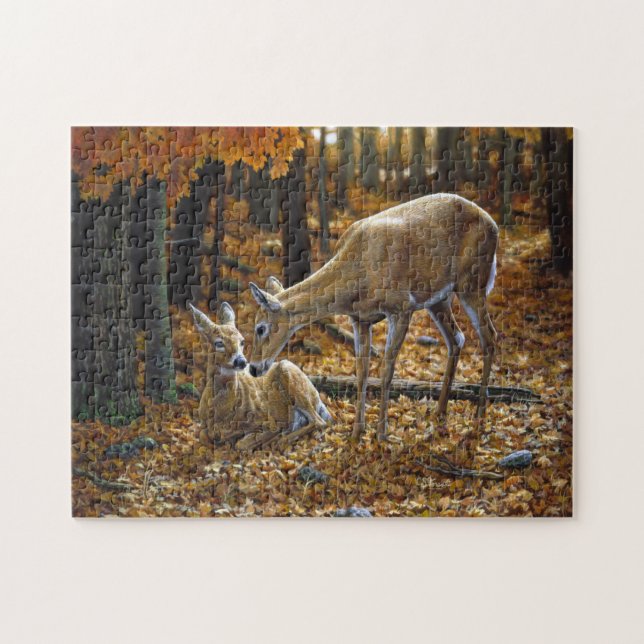 Whitetail Deer und Fawn Autumn (Horizontal)