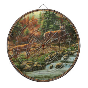 Whitetail Deer und Wasserfall Dartscheibe