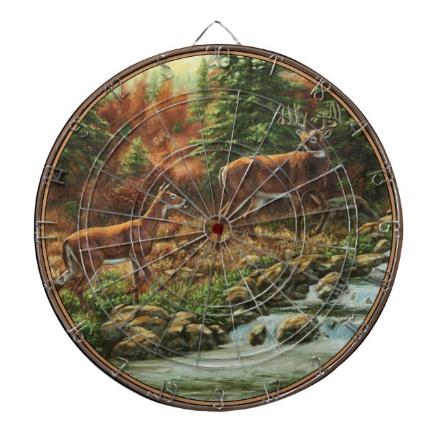Whitetail Deer und Wasserfall Dartscheibe (vorne)