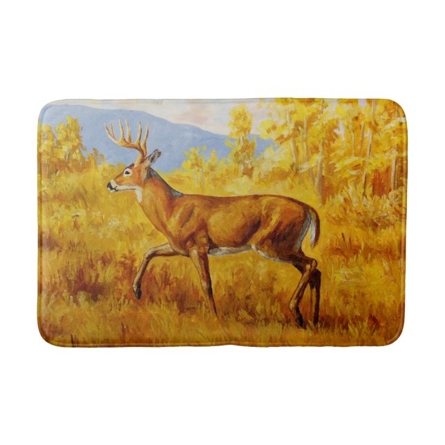 Whitetail Dei im Herbst Aspen Forest Badematte (Vorderseite)