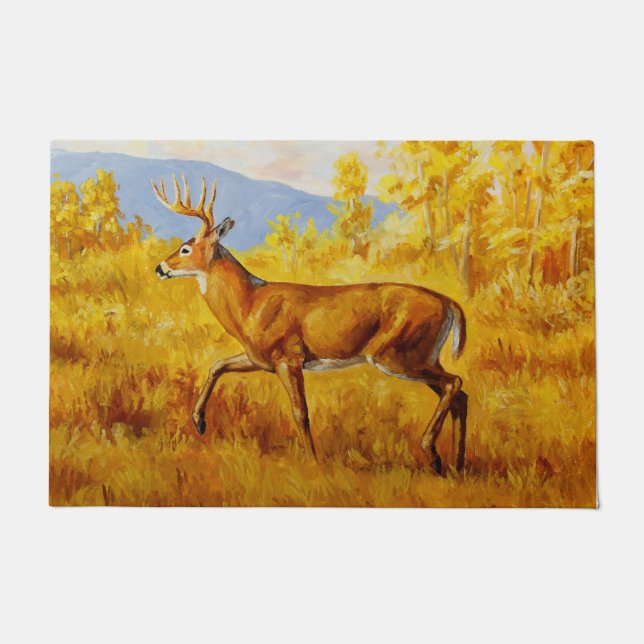 Whitetail Dei im Herbst Aspen Forest Fußmatte (Vorderseite)