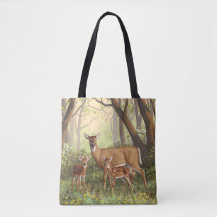 Whitetail Hirsch und Niedliche Zwillingsfaelder im Tasche