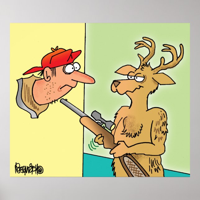 Whitetail Revenge  deer hunting cartoon Poster (Vorne)