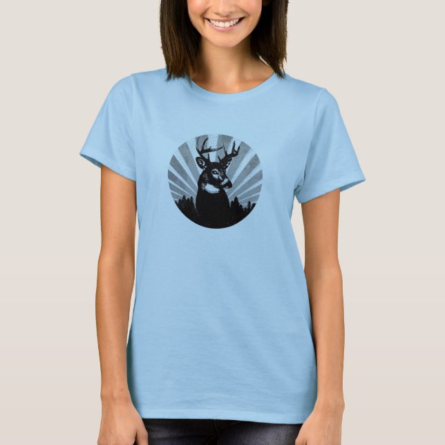 Whitetail-Rotwild-Dollar, der ringsum Shirt jagt (Vorderseite)