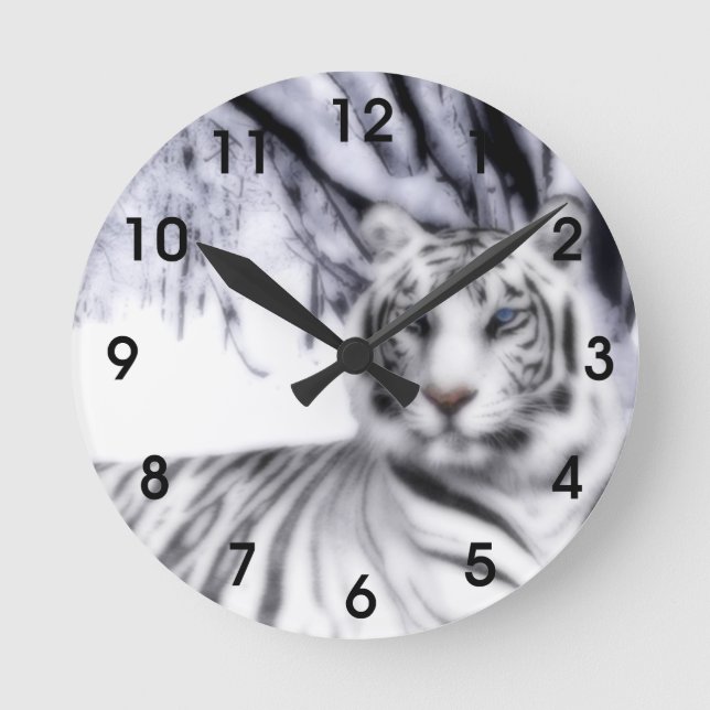 WhiteTiger Runde Wanduhr (Vorderseite)