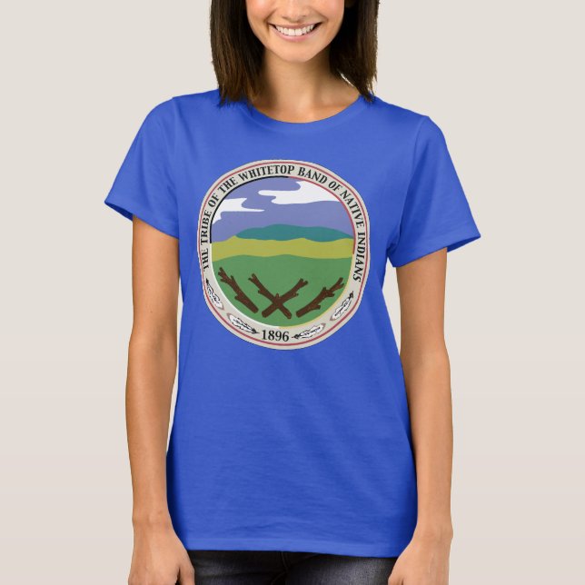 Whitetop Siegel/Logo auf Flaggen-Blau-Hintergrund T-Shirt (Vorderseite)