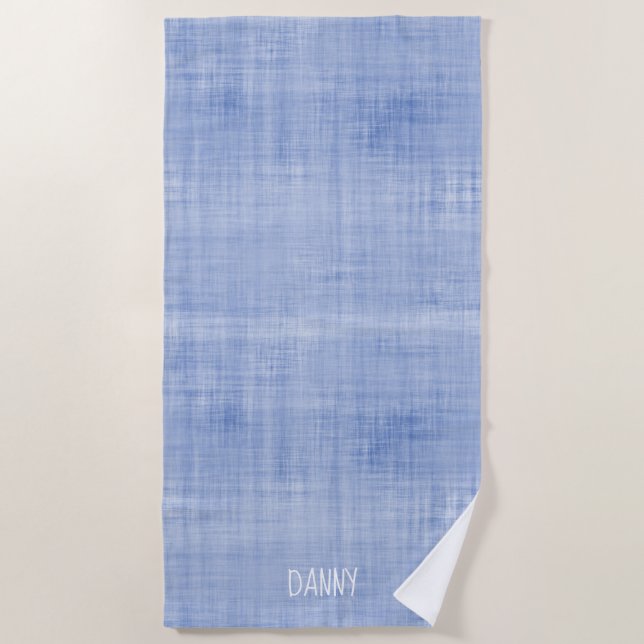 Whitewash Linde Blue White NAME Boys Preppy South Strandtuch (Vorderseite)