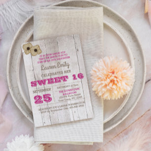 Whitewash Plum Sweet sixteen Invitation Anniversai