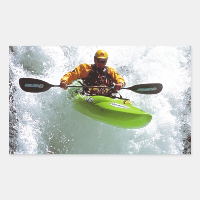 WHITEWASSER KYAKING. RECHTECKIGER AUFKLEBER (Vorderseite)