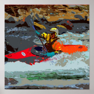 Whitewater-Kajak-Plakat Poster