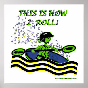 Whitewater Kayak Roll Poster