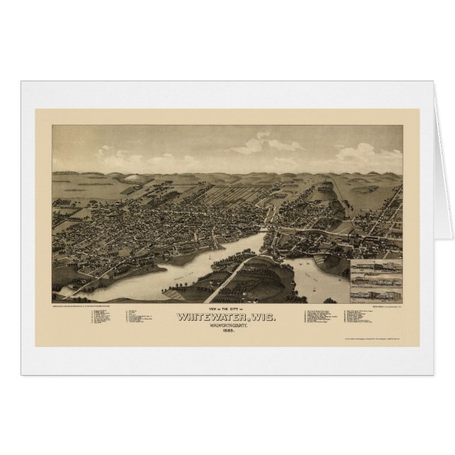 Whitewater, panoramische Karte WI - 1885 (Vorderseite (Horizontal))