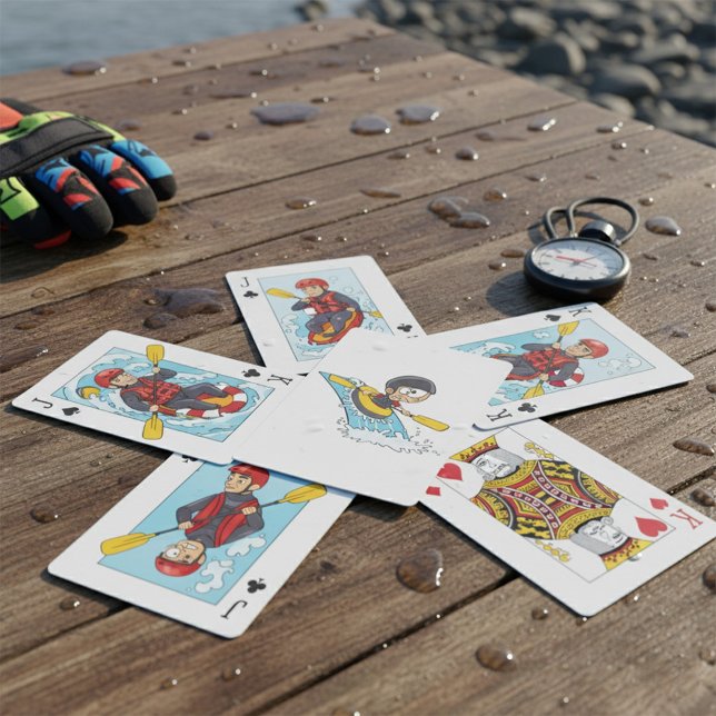 Whitewater Rafting Adventure mit Scared Boy Spielkarten (Von Creator hochgeladen)