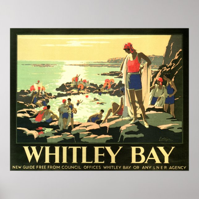 WHITLEY BAY ENGLAND Großbritannien LNER Vintag Rai Poster (Vorne)