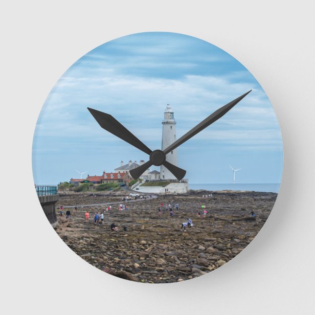 Whitley Bay lighthouse  Runde Wanduhr (Vorderseite)