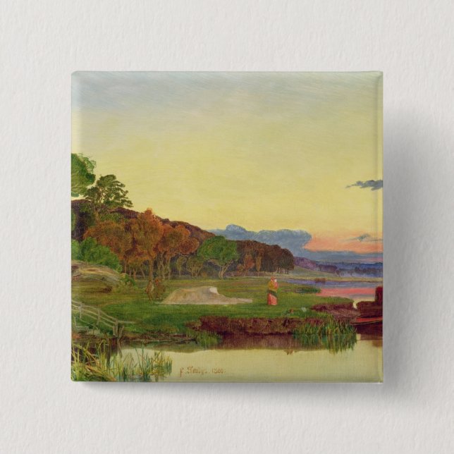 Whitlingham, Norfolk, 1860 (Öl auf Leinwand) Button (Vorderseite)