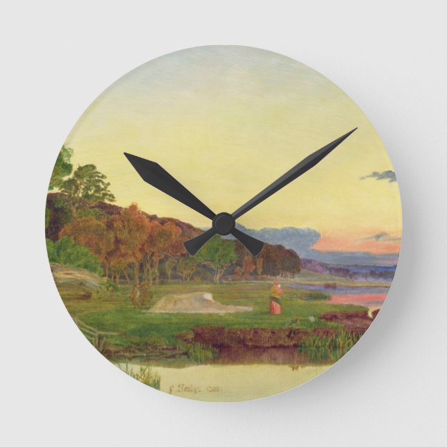 Whitlingham, Norfolk, 1860 (Öl auf Leinwand) Runde Wanduhr (Vorderseite)
