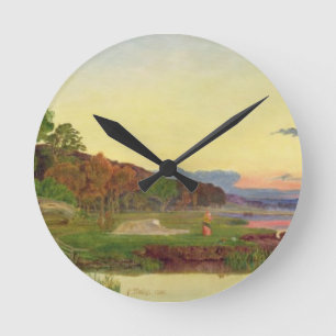 Whitlingham, Norfolk, 1860 (Öl auf Leinwand) Runde Wanduhr