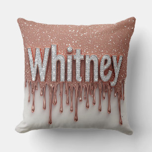 Whitney Name in Roségold mit tropfendem Metall-Eff Kissen