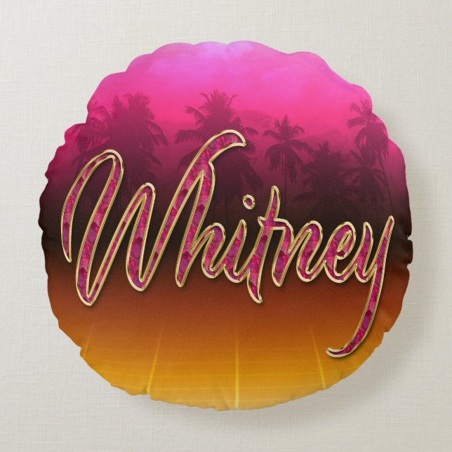 Whitney Vorname Name golden pink Kissen (Vorderseite)