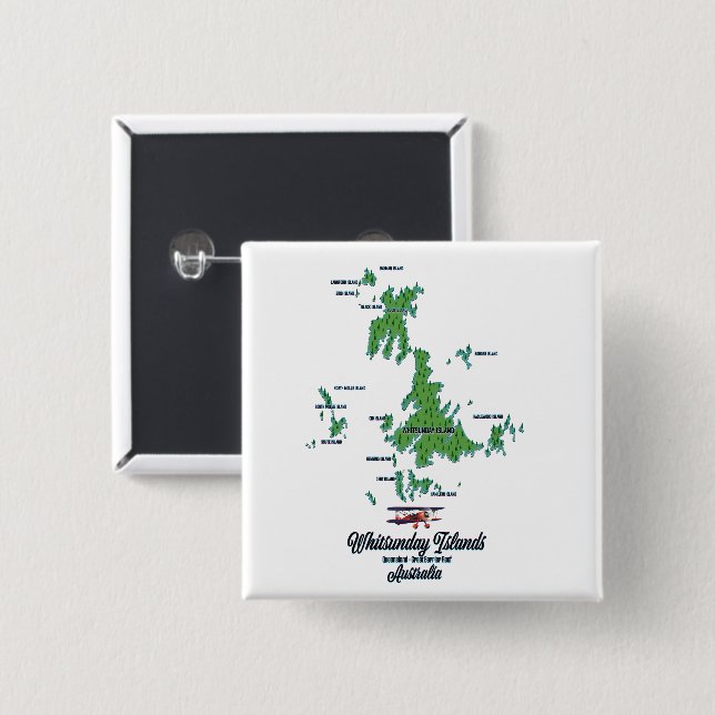 Whitsunday Islands Australien Kartenposter Button (Vorne & Hinten)