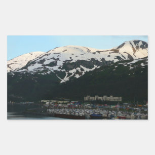 Whittier bei Dusk Landschaftlich Alaska Fotografy Rechteckiger Aufkleber