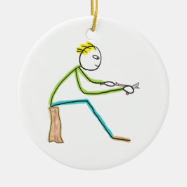 Whittling Stickman Keramik Ornament